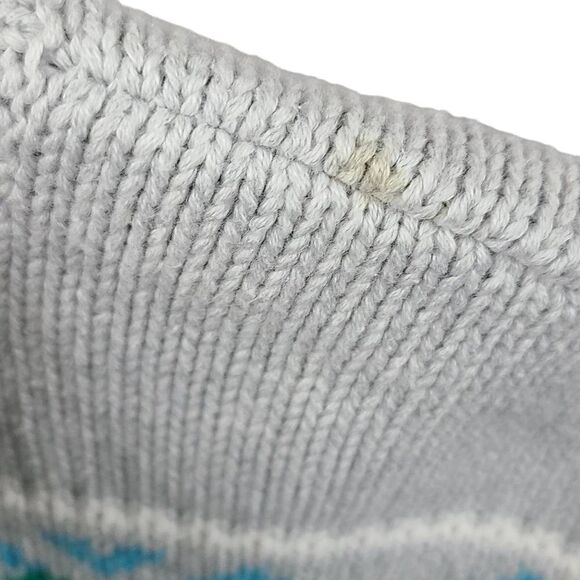 Old Navy Tribal Fair Isle Fringe Sleeve Pullover Knitted Sweater Gray Aztec XL - Picture 4 of 7